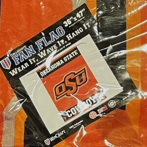 Oklahoma State Cowboys Flag Size 36" x 47" NWT Pole Pocket & 18" Strings